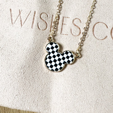 Checkered Mickey Necklace